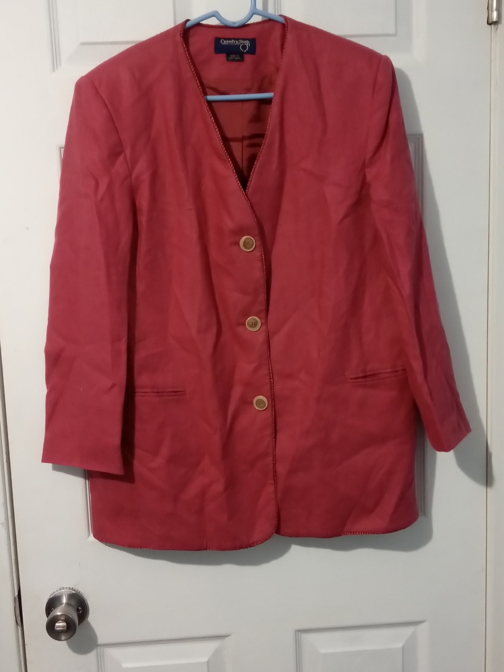 Casual Single-Breasted  Moygashel Fabric Coral Linen Blazer